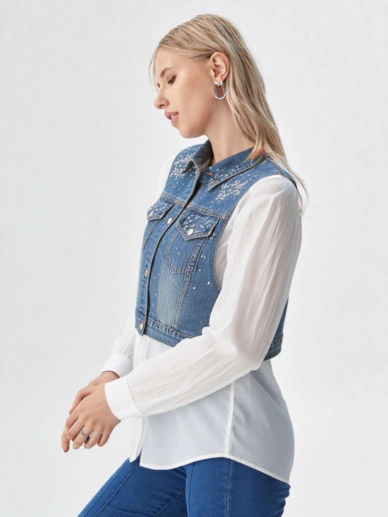 Women's Denim & White Shirt
