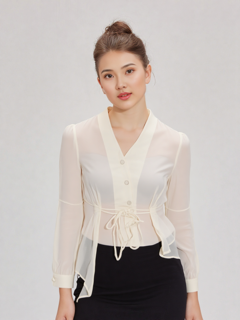 Women's V-Neck Button Down Top