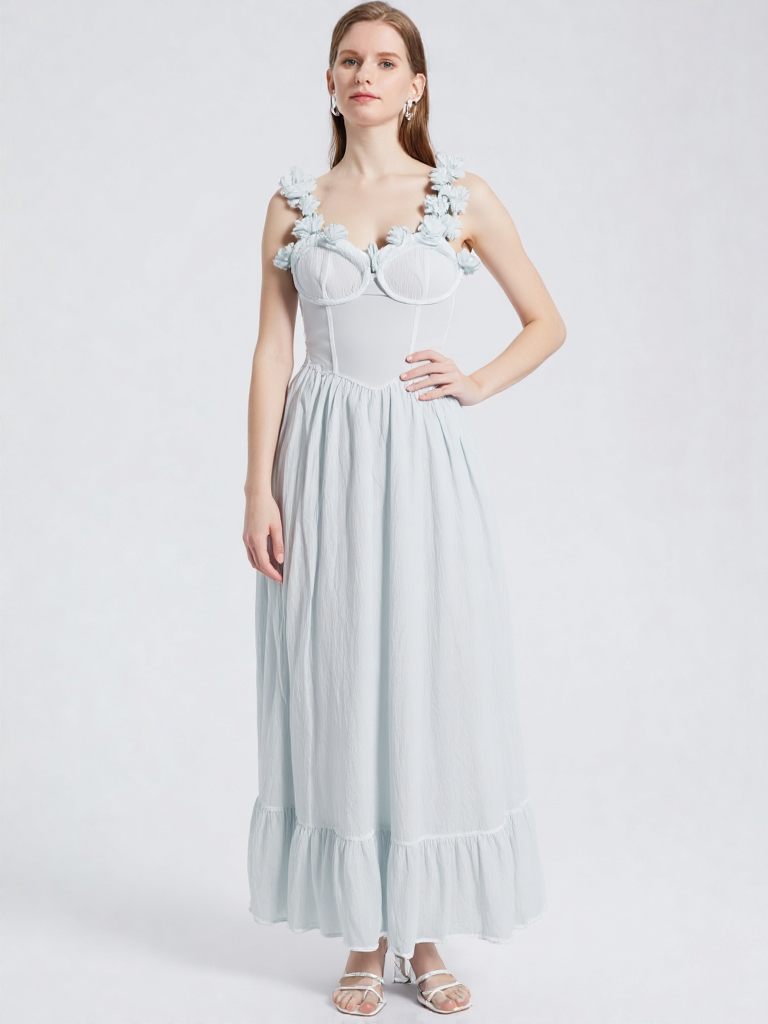 Women's Floral Strap Maxi Dress Tunic