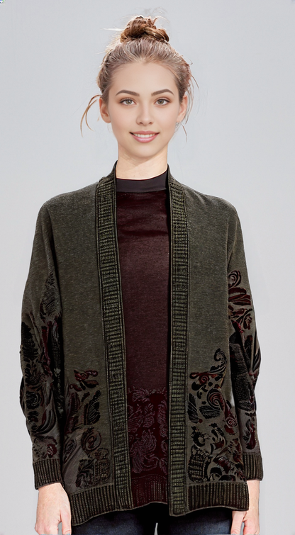 RAGE FLORAL LACE JACQUARD OPEN CARDIGANS