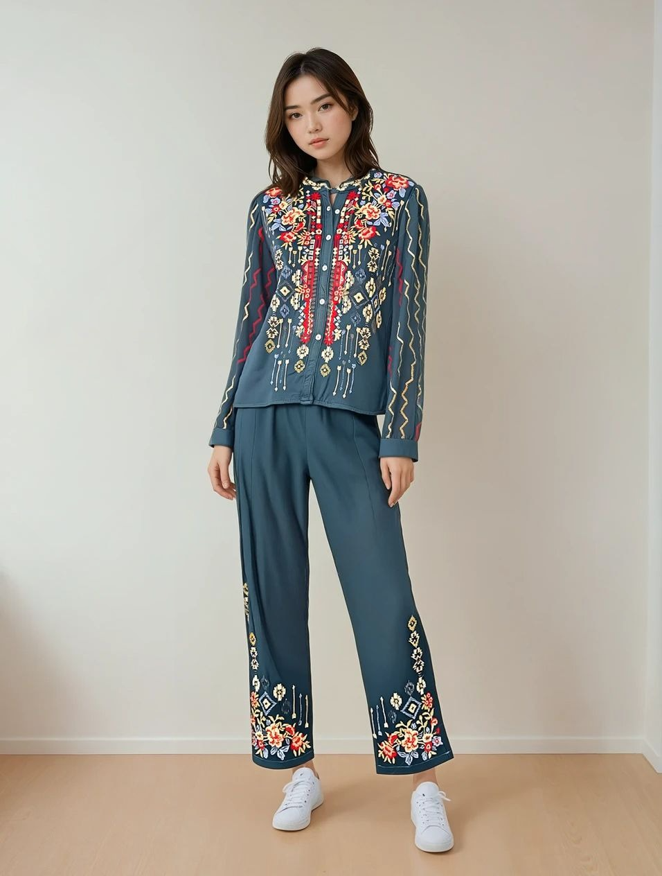 Women's Elegant Black Embroidered Co-Ord Set