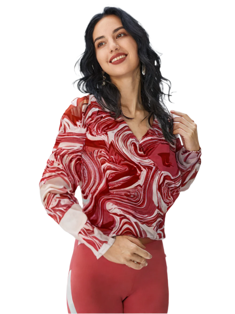 DEAL Women's Swirl into Style – V-Neck Cotton Printed Top