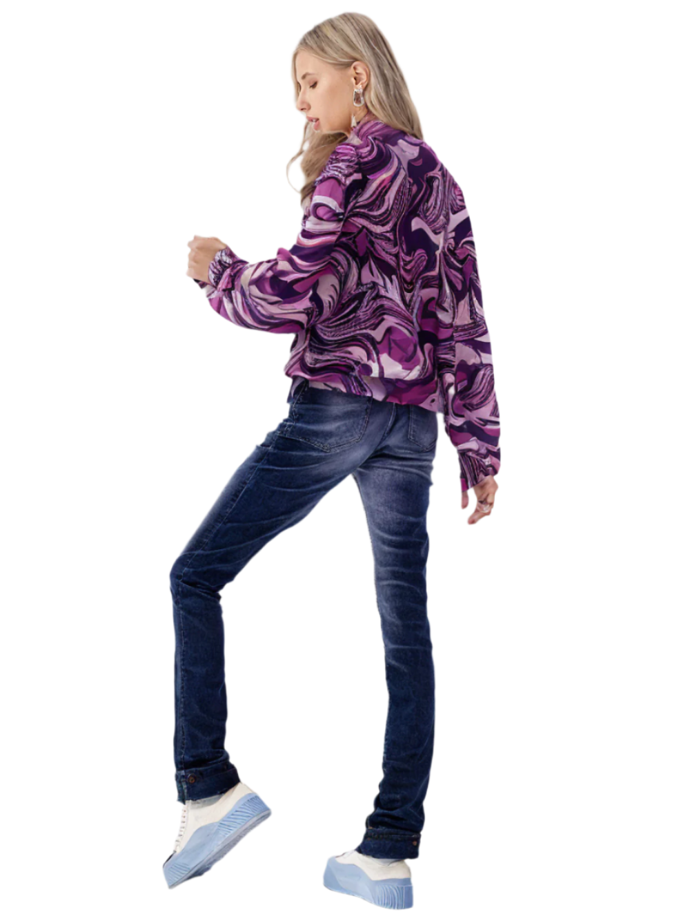 DEAL Women's Swirl into Style – V-Neck Cotton Printed Top