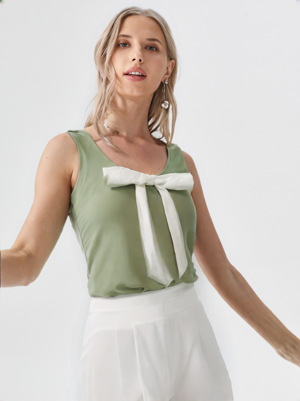 Women's Cute Bow Accent Top – Sleeveless Casual Fit
