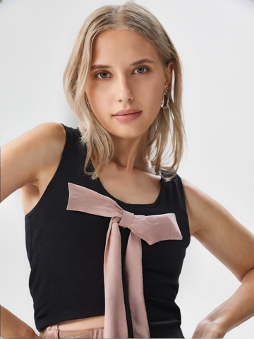 Women's Cute Bow Accent Top – Sleeveless Casual Fit