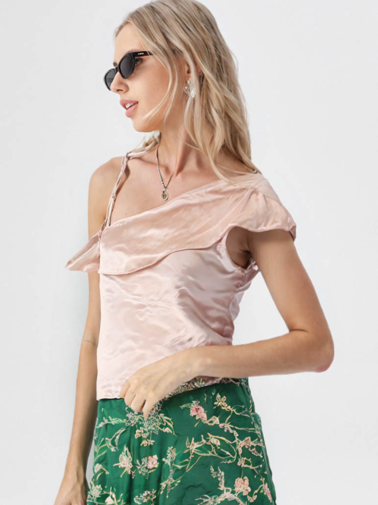 Women's Satin Glow – One Shoulder Top