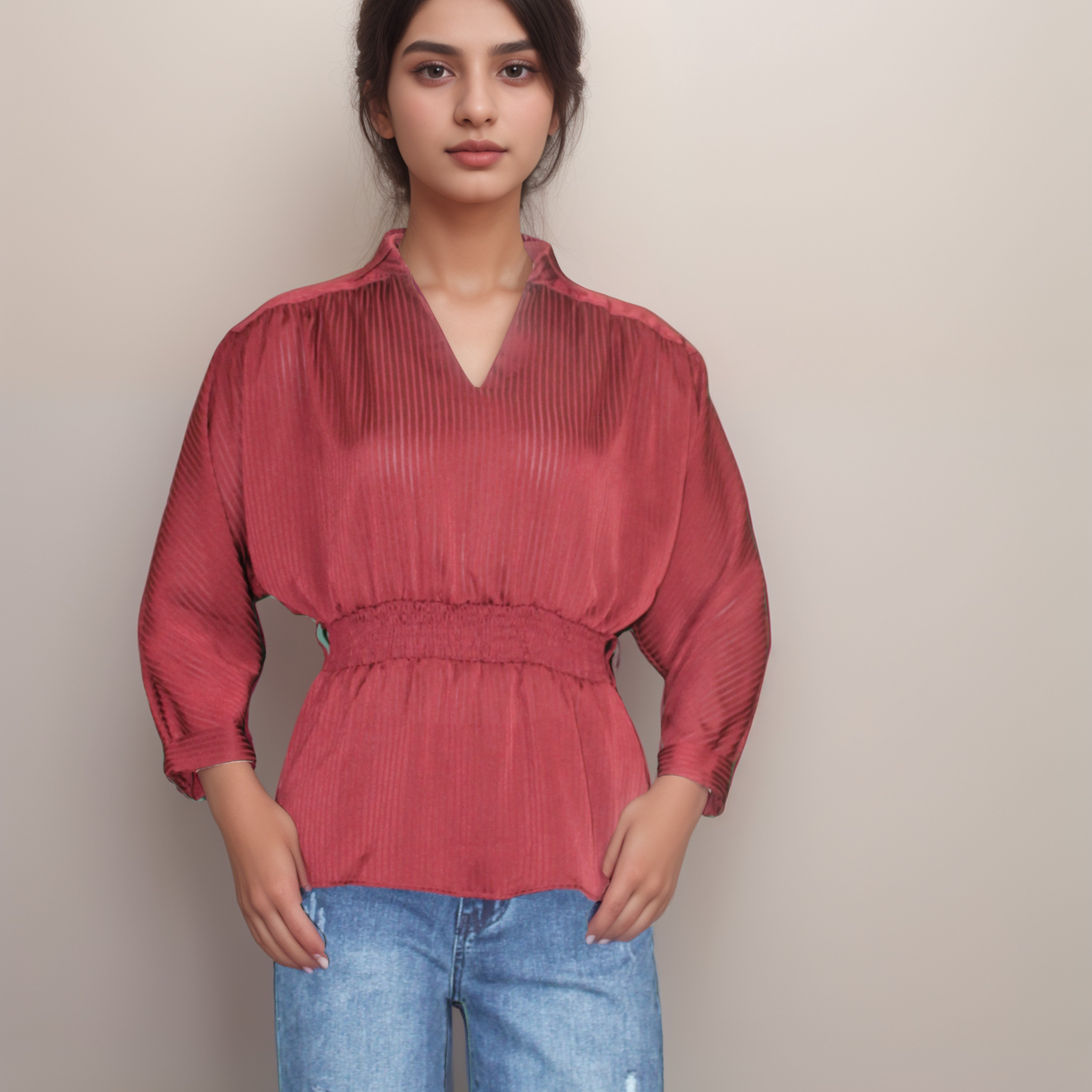 DEAL Women's full- sleeves collar neck  top