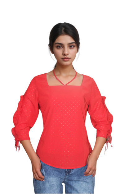 Women's half- sleeves round neck  top