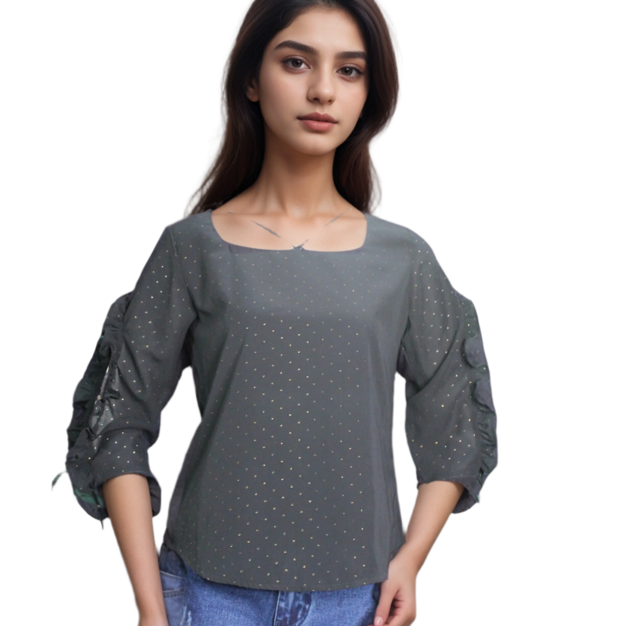 Women's half- sleeves round neck  top
