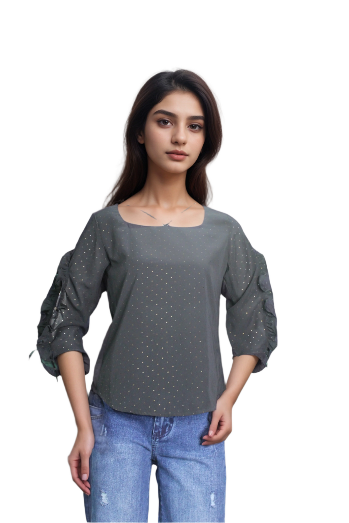 Women's half- sleeves round neck  top