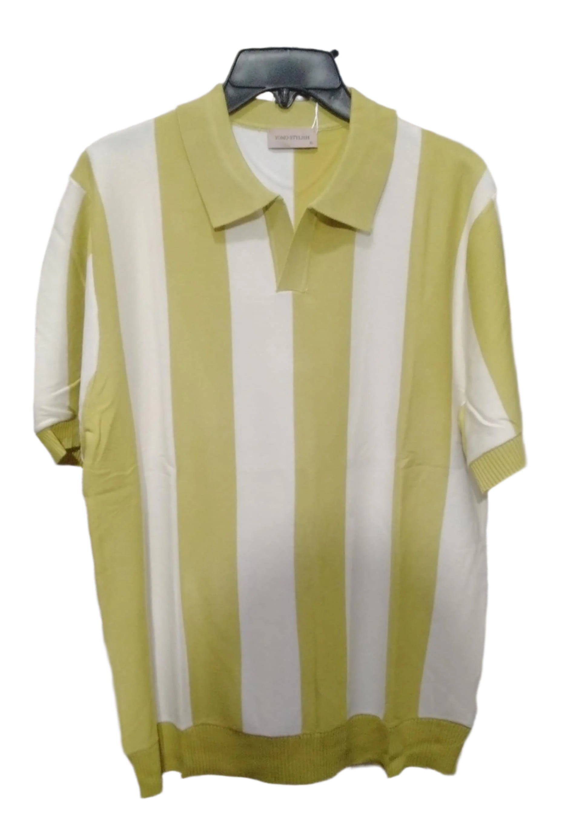 Men's  Retro Striped Knit Polo T-Shirt – Urban Streetwear Vibe