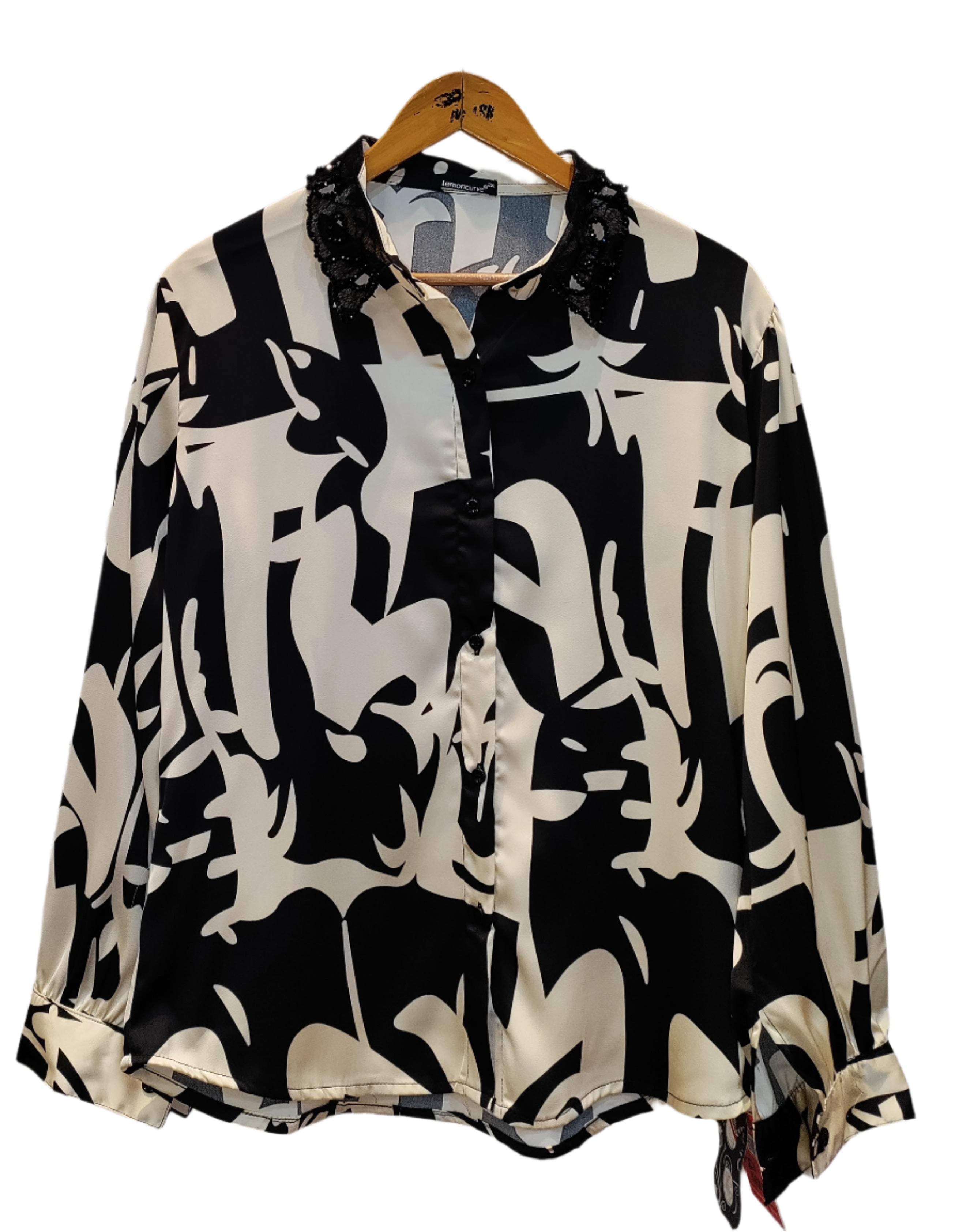 Women's Abstract Printed Satin Shirt