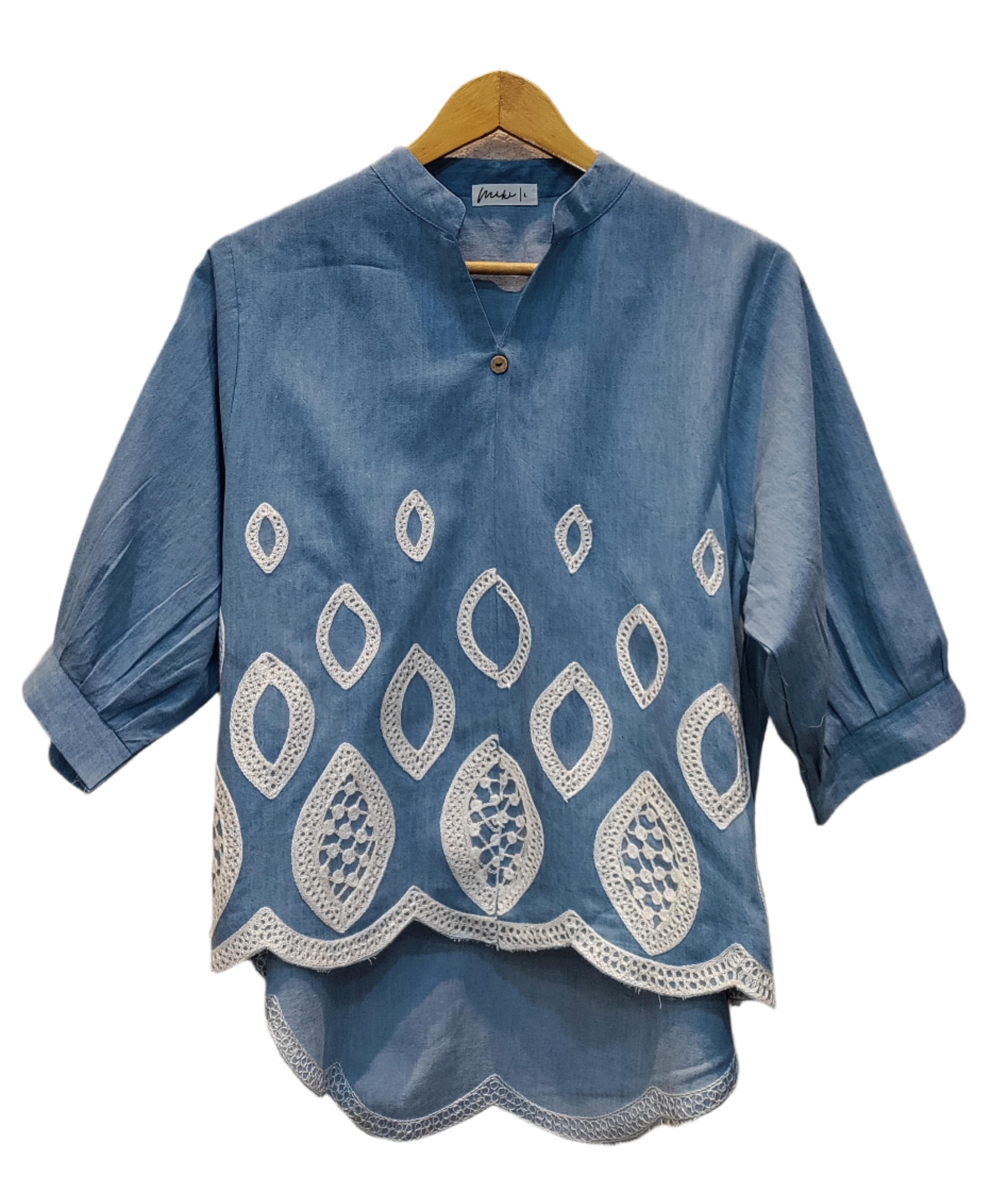 Women's embroidered cut-out detailing top