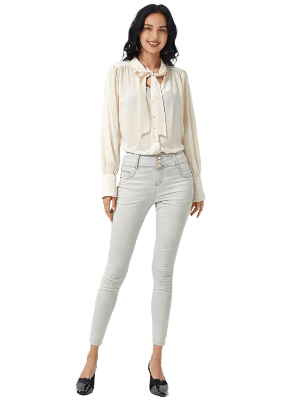 RECAP Women's 3 Button High-Waisted Design Jeans