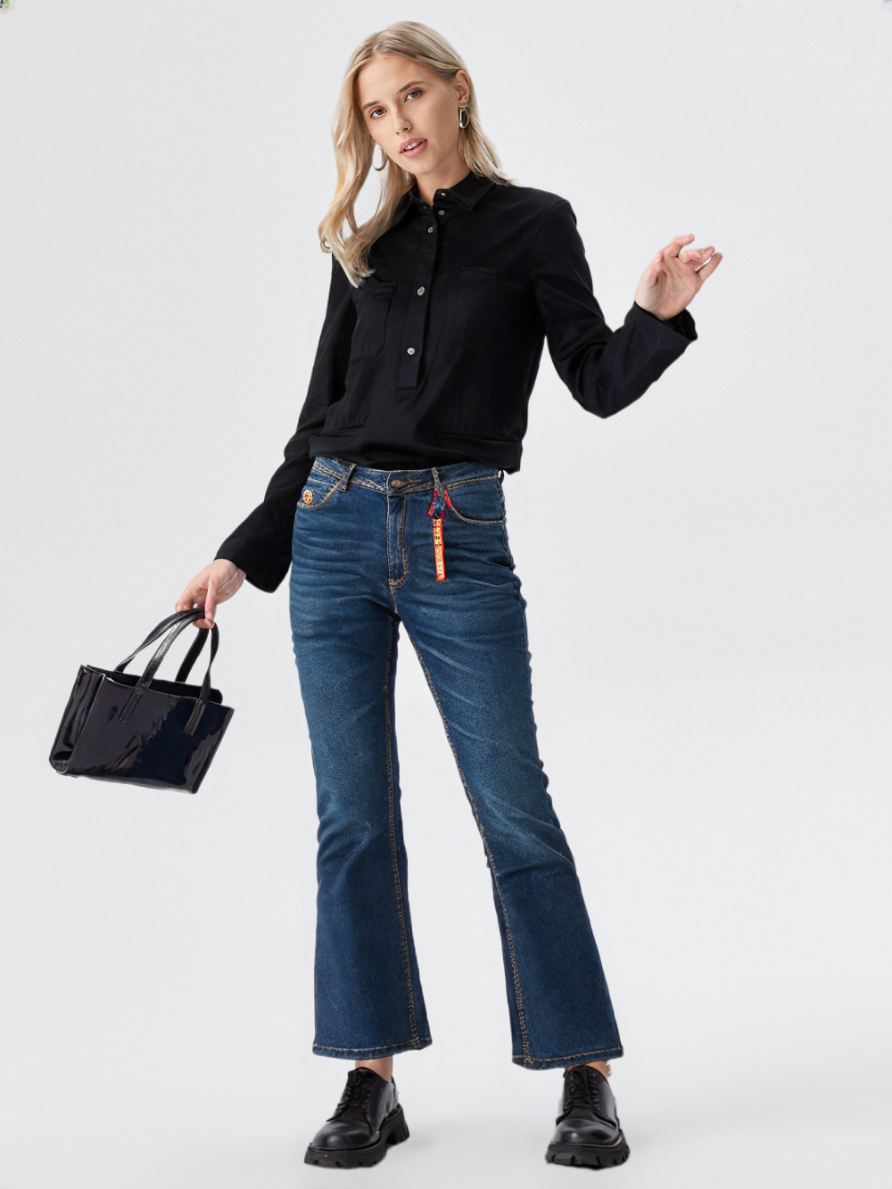 RECAP Women's Blue Bootcut Straight-Fit Jeans