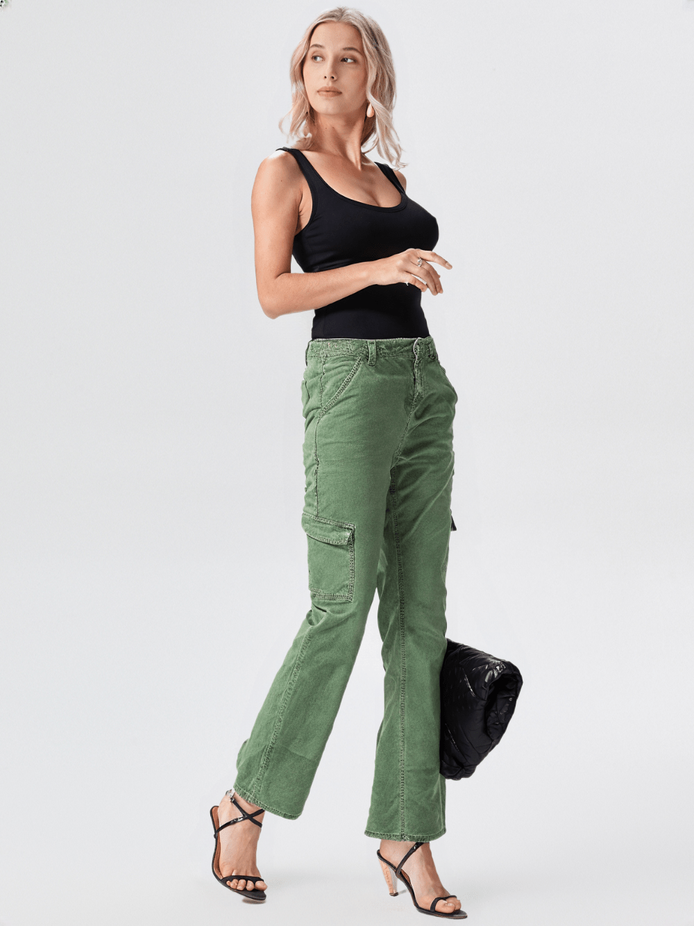 RECAP Women's Dark-olive green classic straight-fit cargo pants