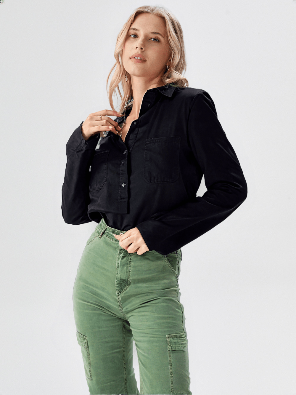 RECAP Women's Dark-olive green classic straight-fit cargo pants
