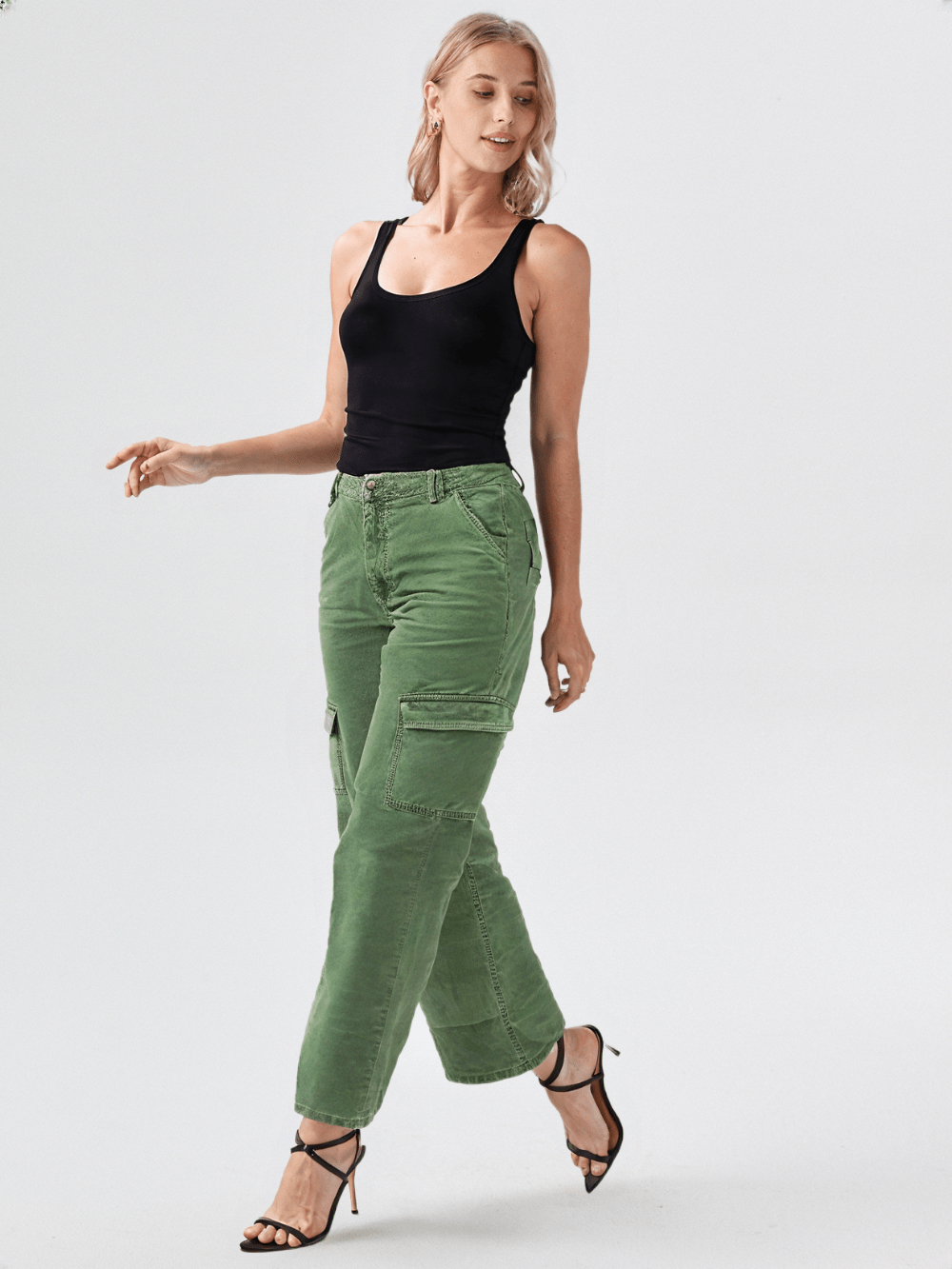 RECAP Women's Dark-olive green classic straight-fit cargo pants