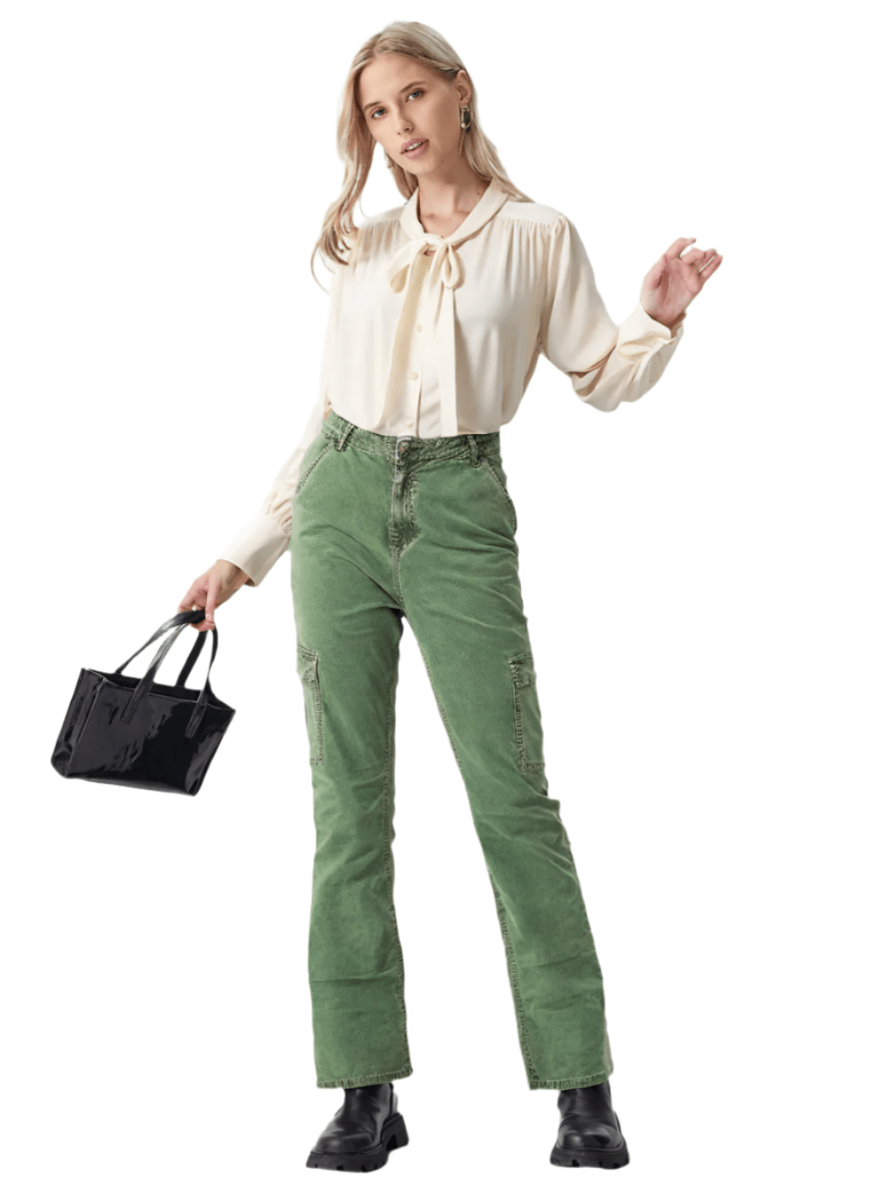 RECAP Women's Dark-olive green classic straight-fit cargo pants