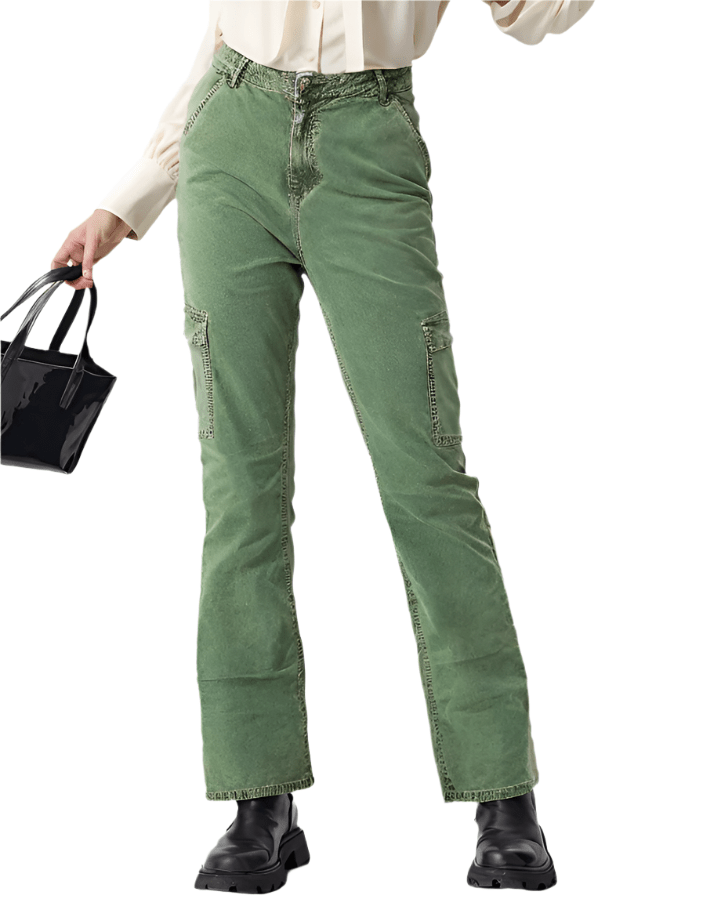 RECAP Women's Dark-olive green classic straight-fit cargo pants