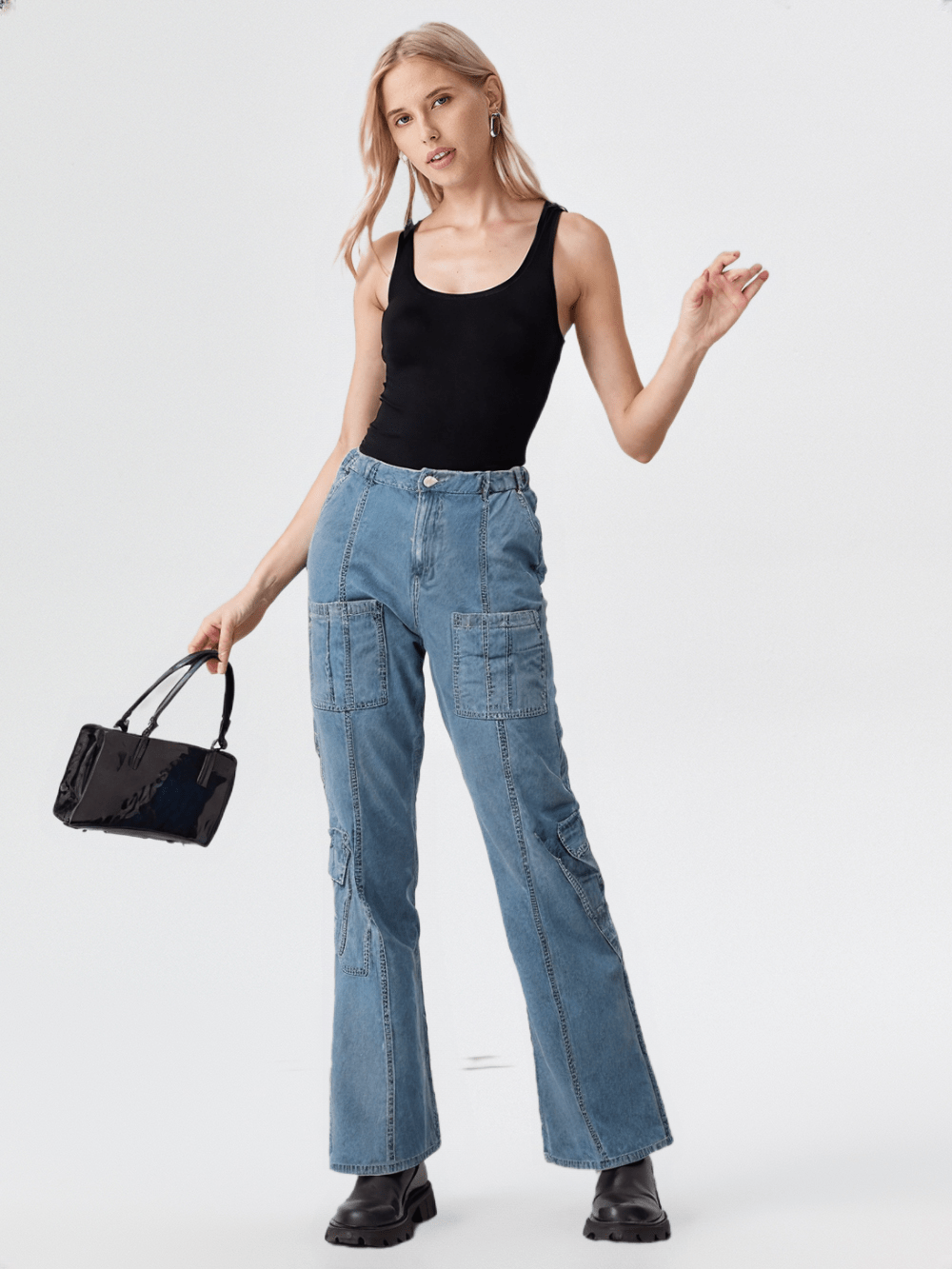 RECAP Women's Utility-Inspired Straight Fit Jeans