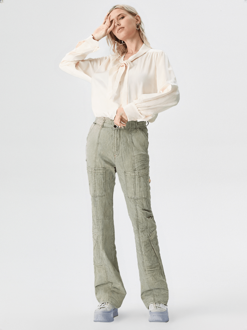 RECAP Women's Utility-Inspired Straight Fit Jeans