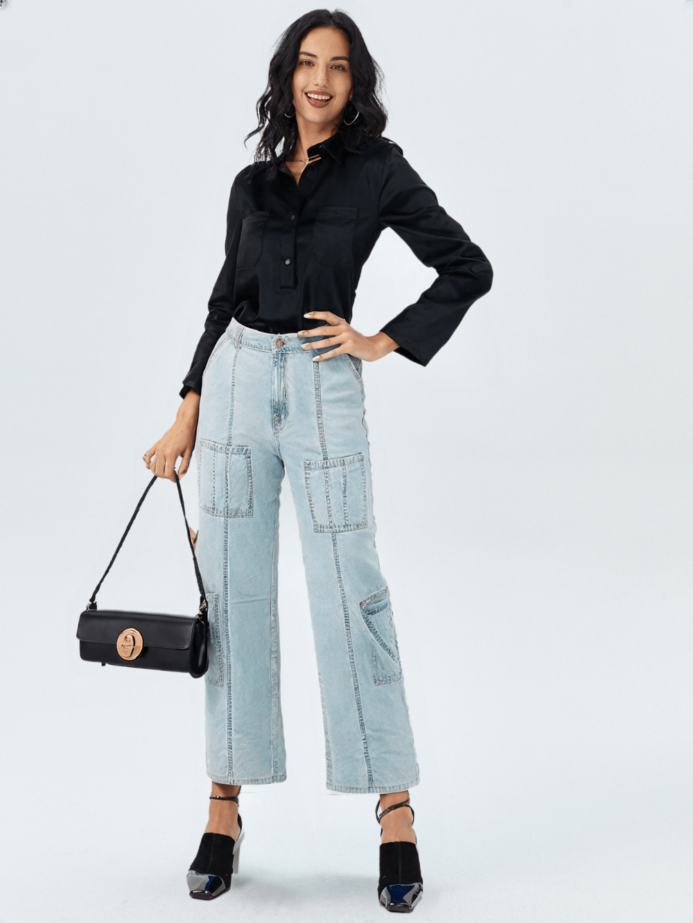 RECAP Women's Utility-Inspired Straight Fit Jeans