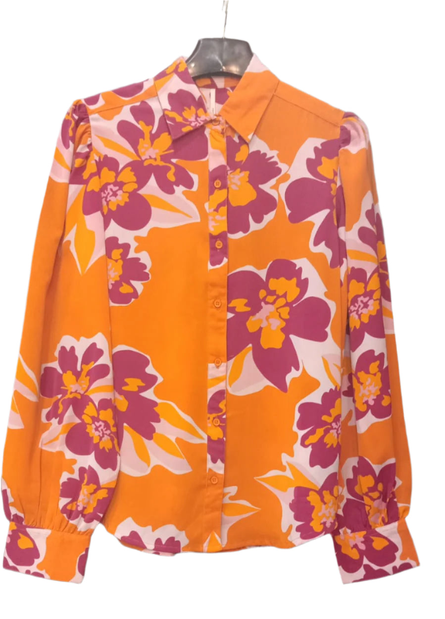 RECAP Women's Floral Print Button-Down Shirt
