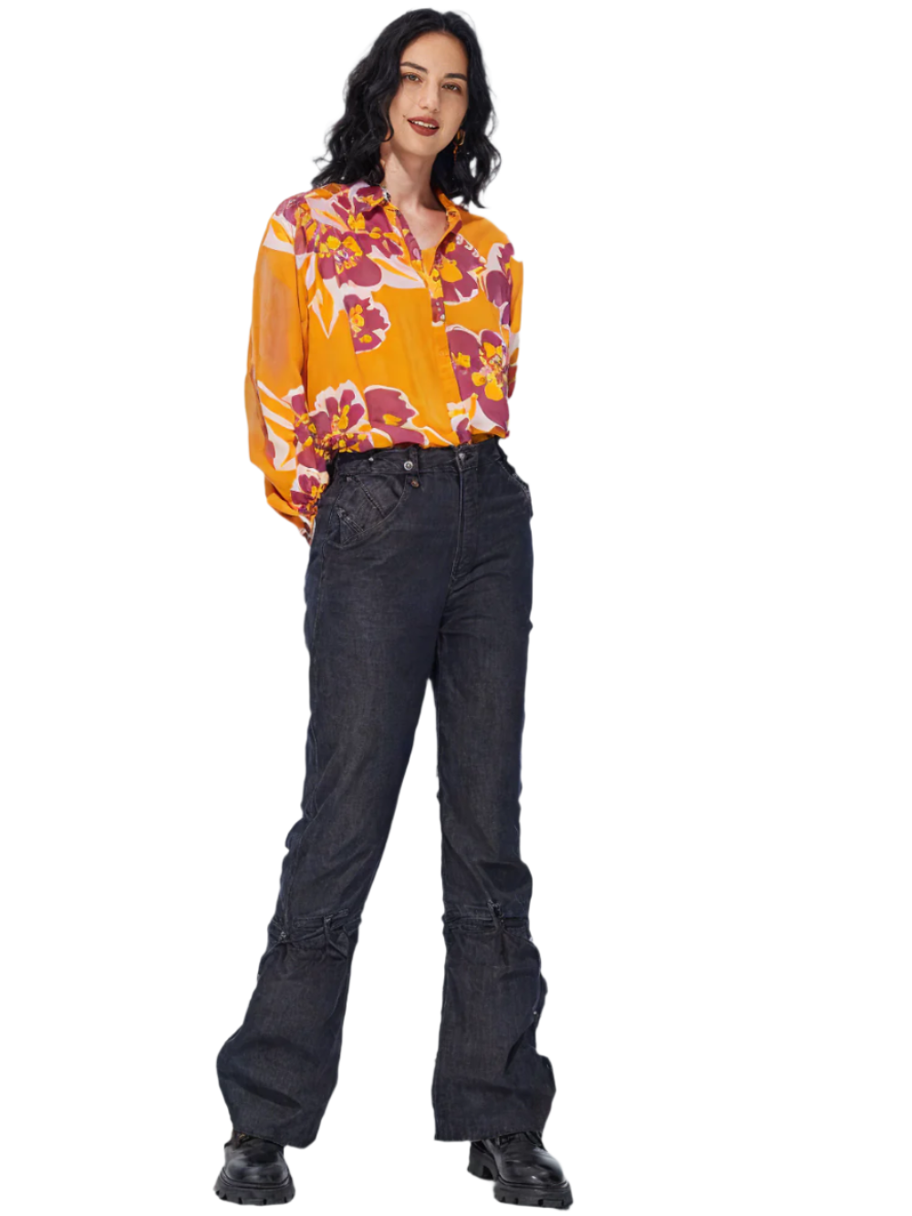 RECAP Women's Floral Print Button-Down Shirt