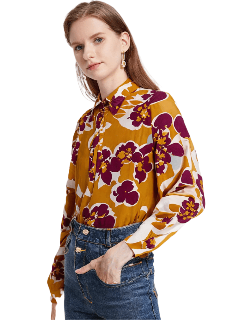 RECAP Women's Bold Floral Button-Up Shirt