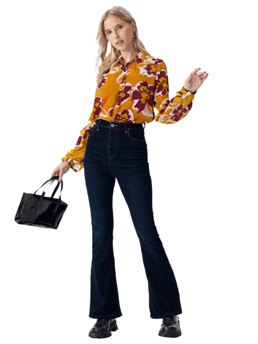 RECAP Women's Bold Floral Button-Up Shirt