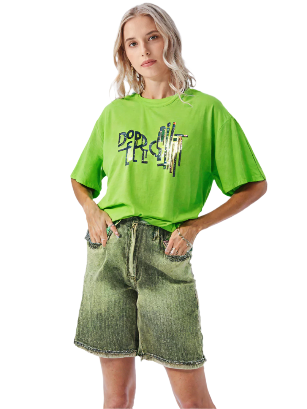 RECAP Women's Neon Green Graphic Tee