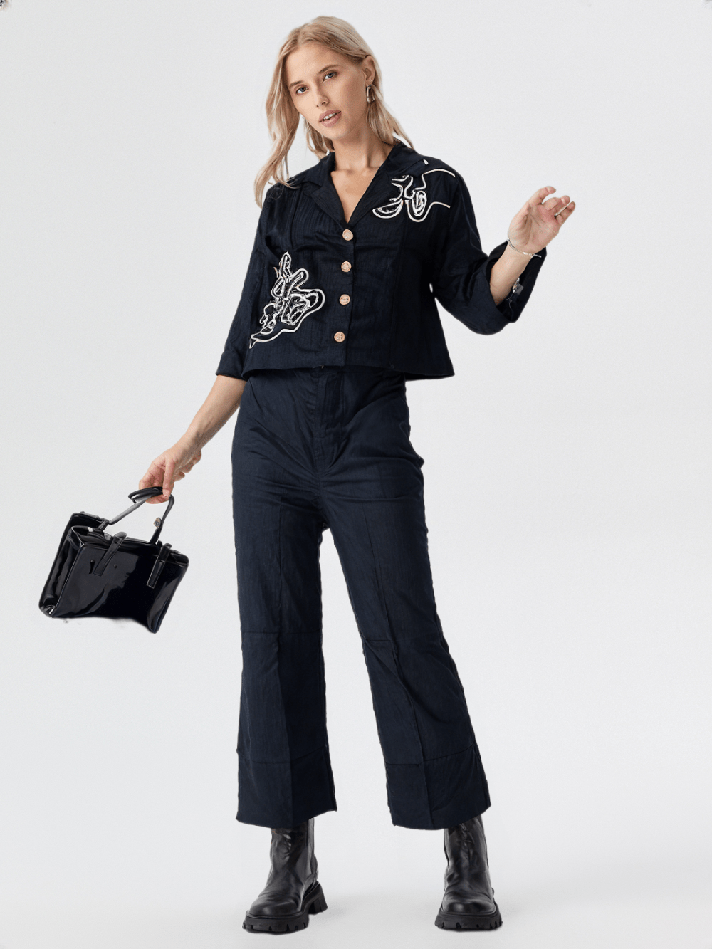 Women's Contemporary Embroidered Two-Piece Co-ord Set