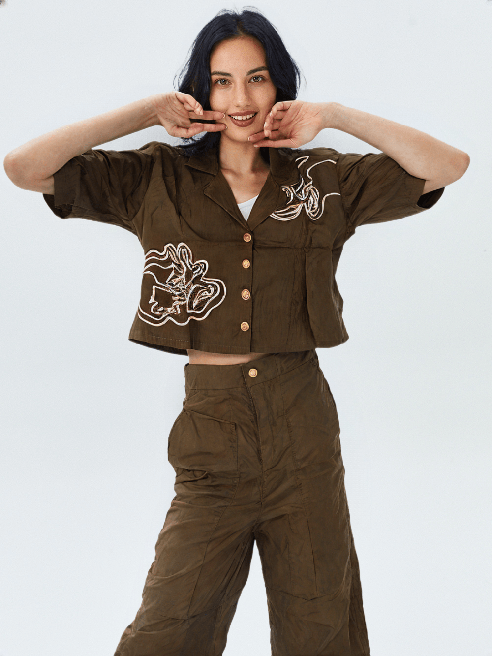 Women's Contemporary Embroidered Two-Piece Co-ord Set