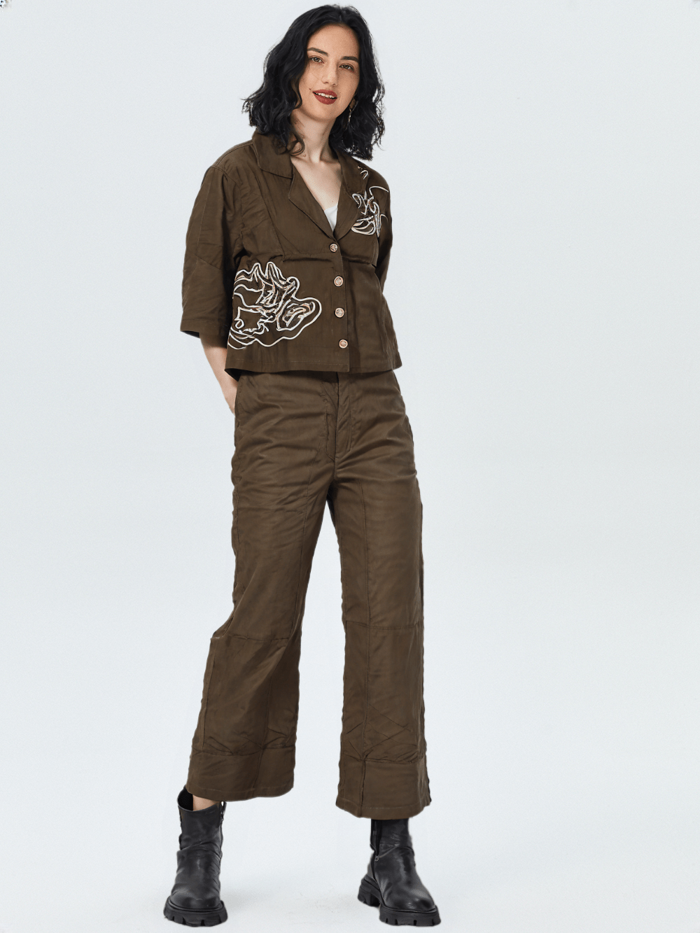 Women's Contemporary Embroidered Two-Piece Co-ord Set