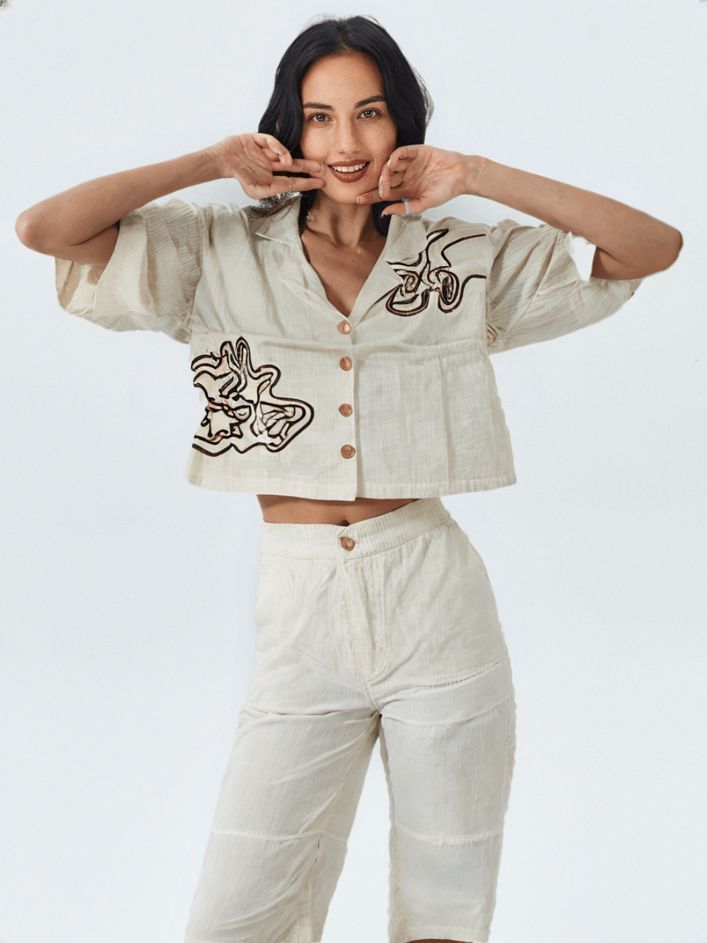 Women's Contemporary Embroidered Two-Piece Co-ord Set