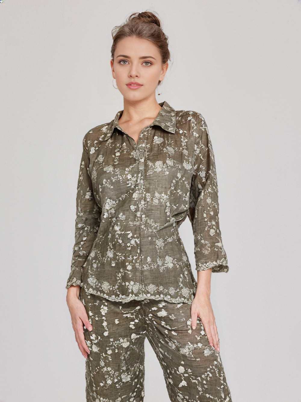 Women's Floral Embroidered Two-Piece Co-ord Set