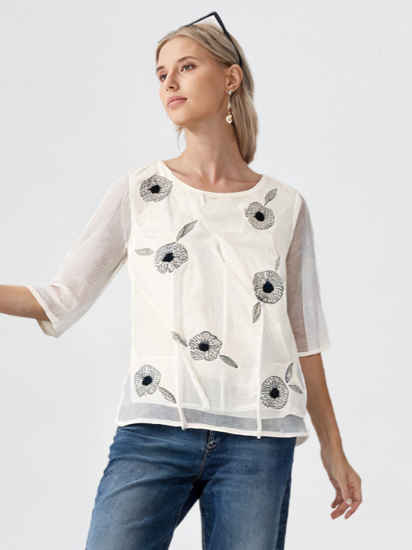 Women's Floral Embroidered Top