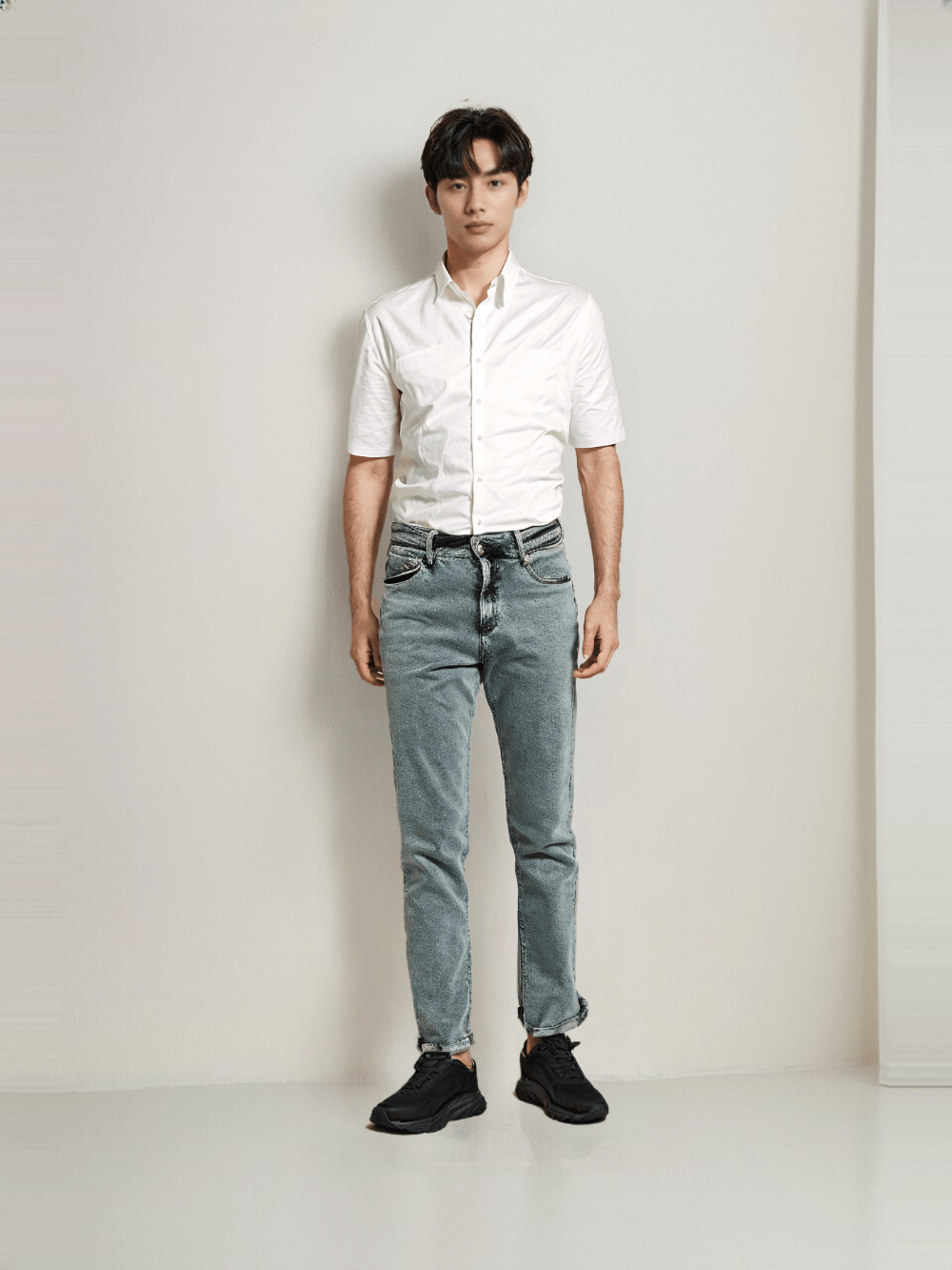 Rex-Straut Men's High-Rise Straight Fit Jeans