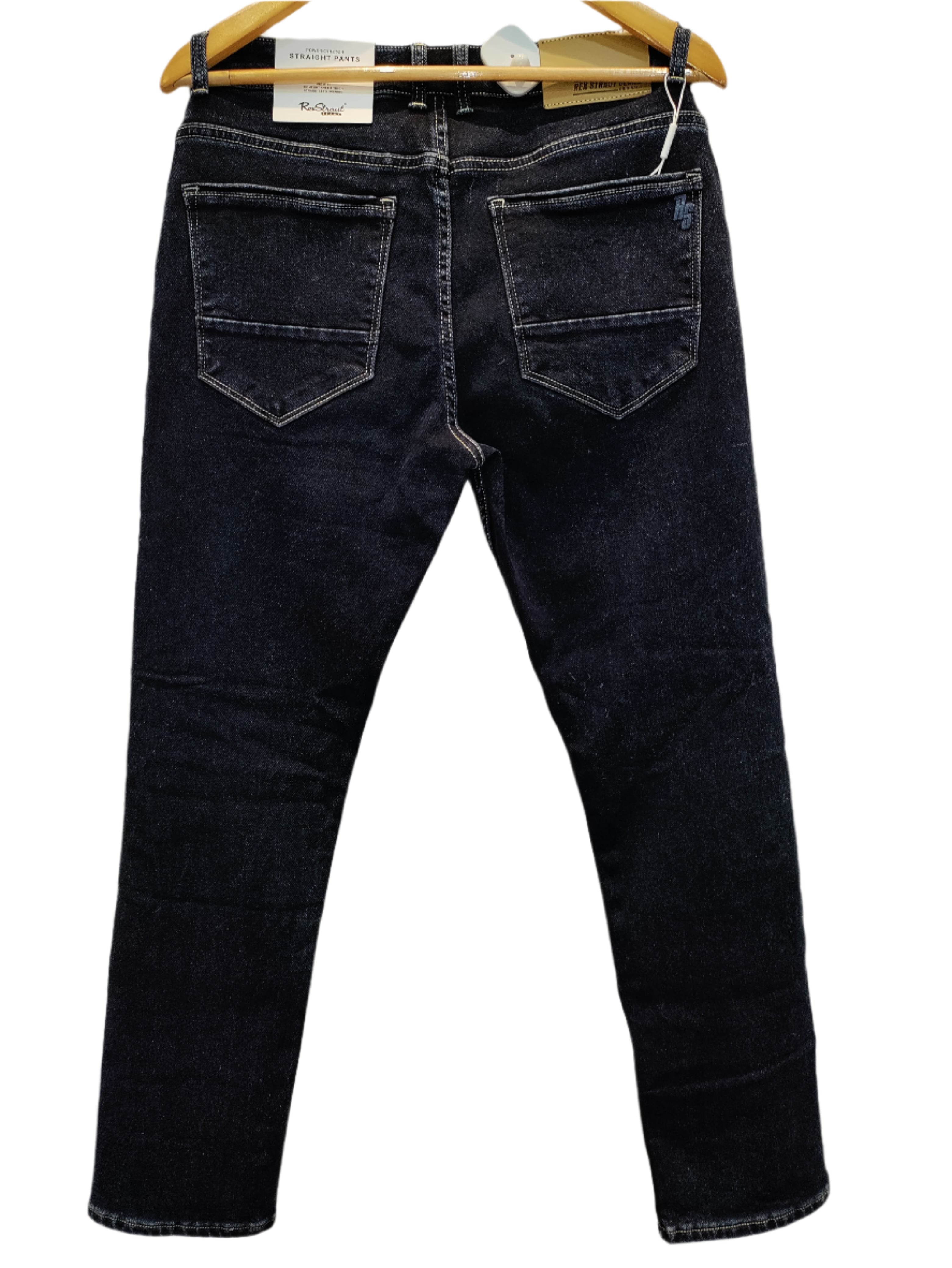 Rex-Straut Men's Black Straight Fit Jeans