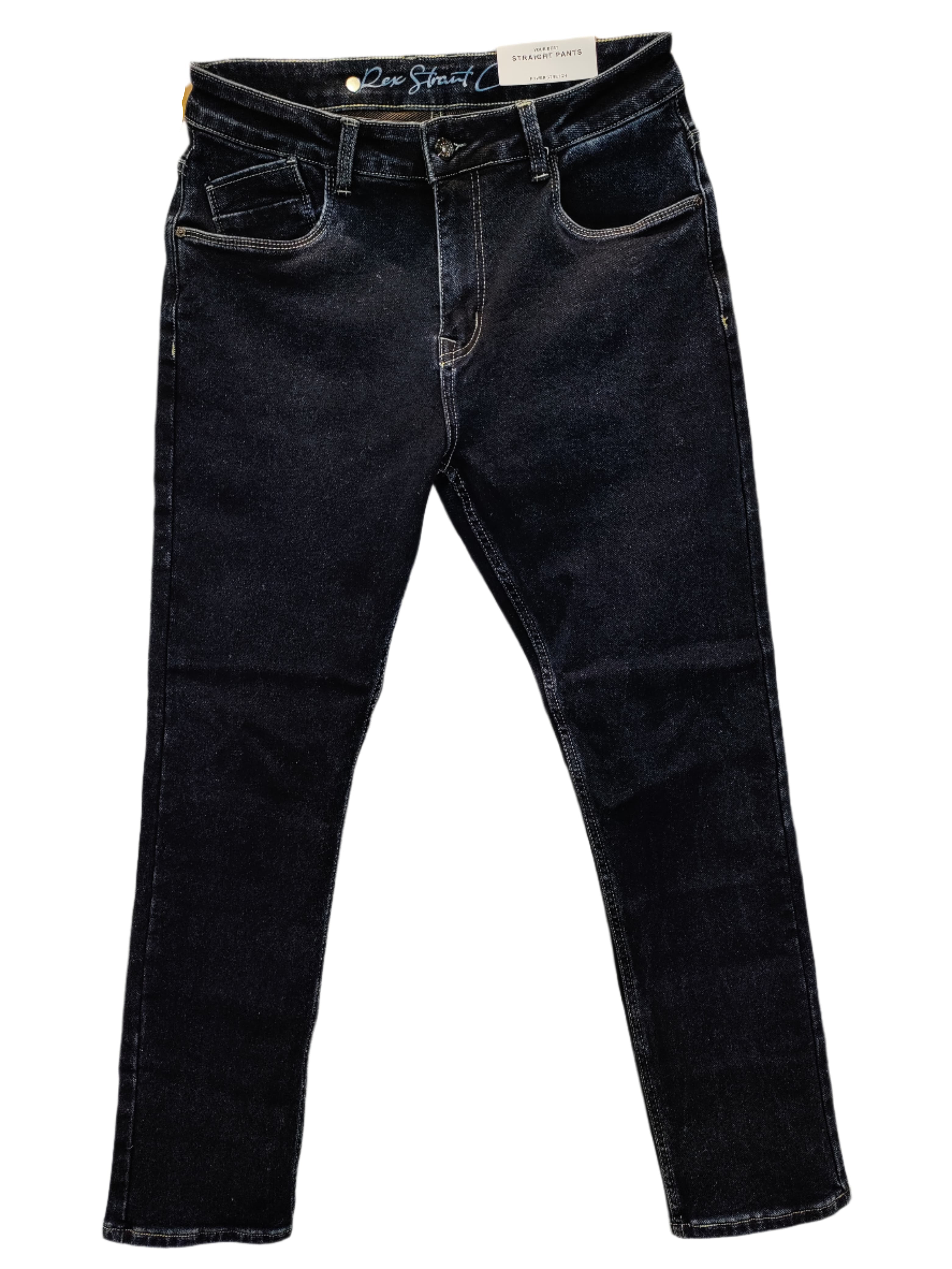Rex-Straut Men's Black Straight Fit Jeans