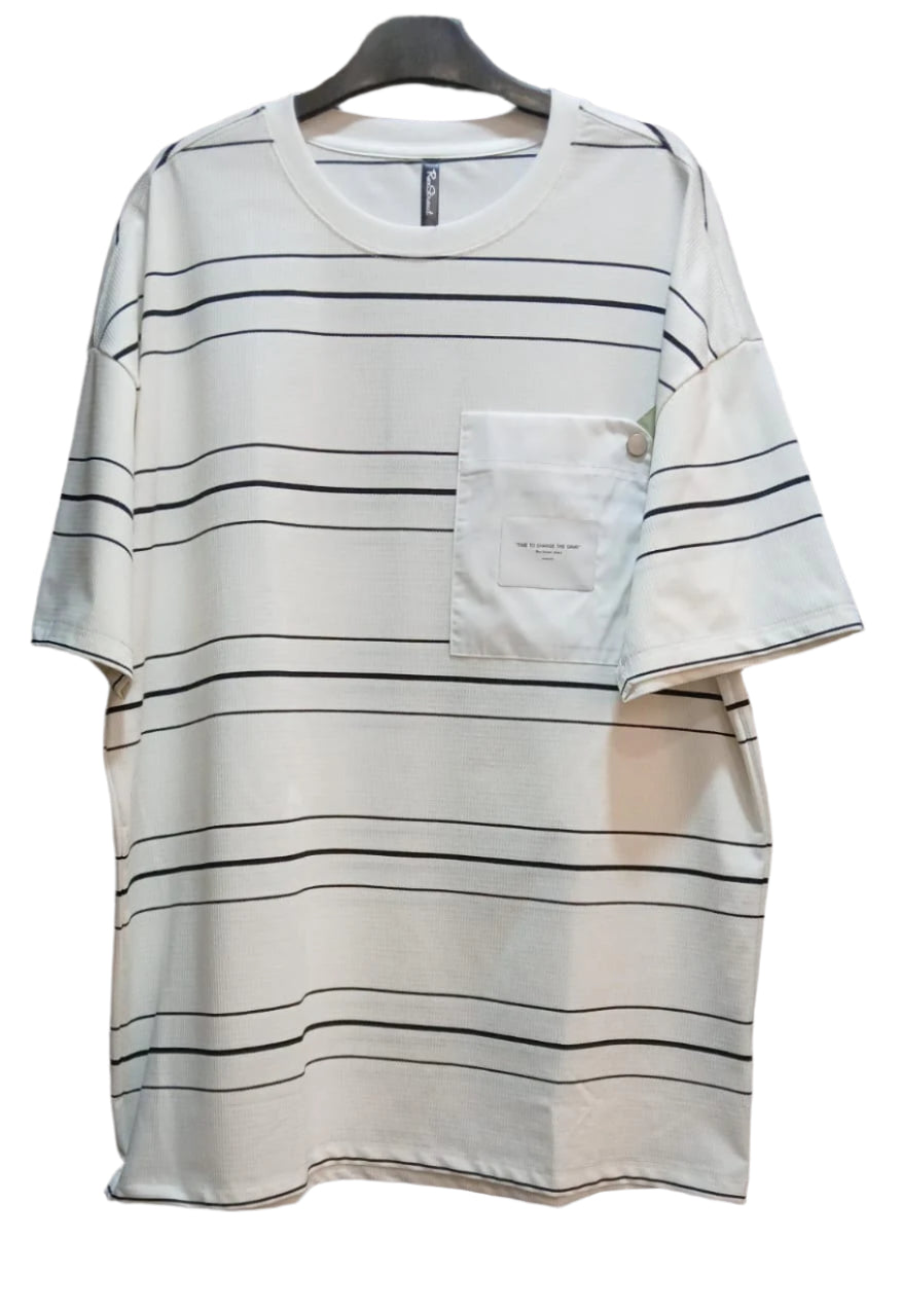 Rex-Straut Men's Oversized Striped Street Tee