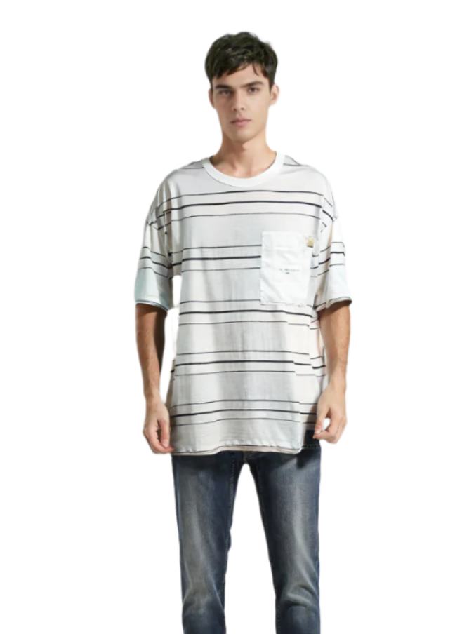 Rex-Straut Men's Oversized Striped Street Tee