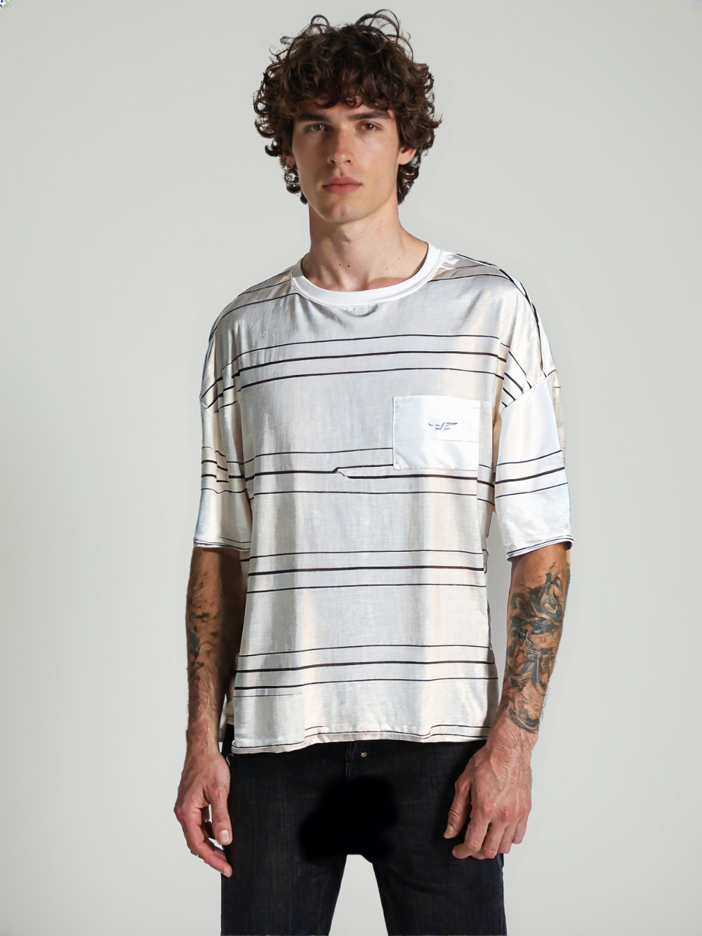Rex-Straut Men's Oversized Striped Street Tee