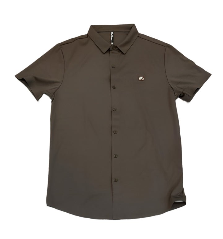 Rex-Straut Men's Earth Tone Cool – Sleek Brown Button-Down Shirt
