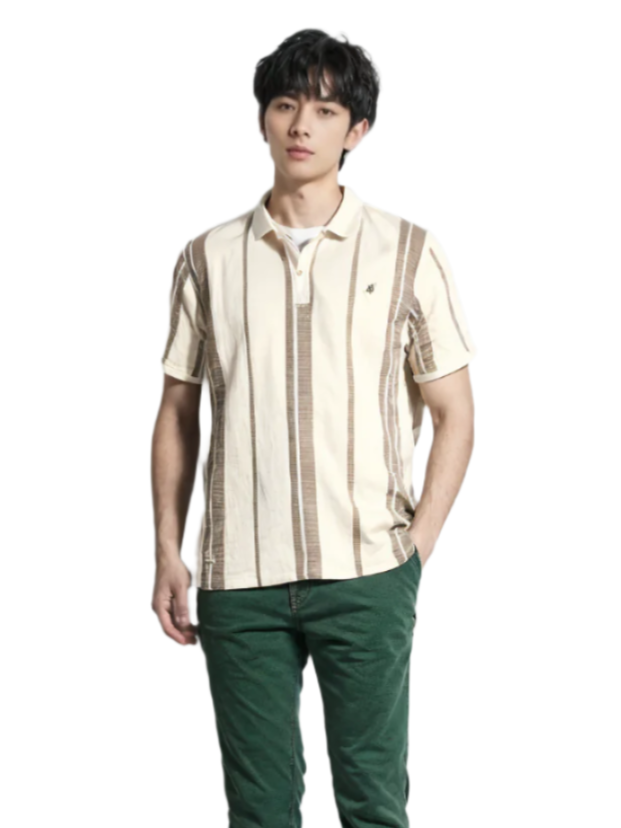 RIVER BLUE Men's Textured Polo Shirt