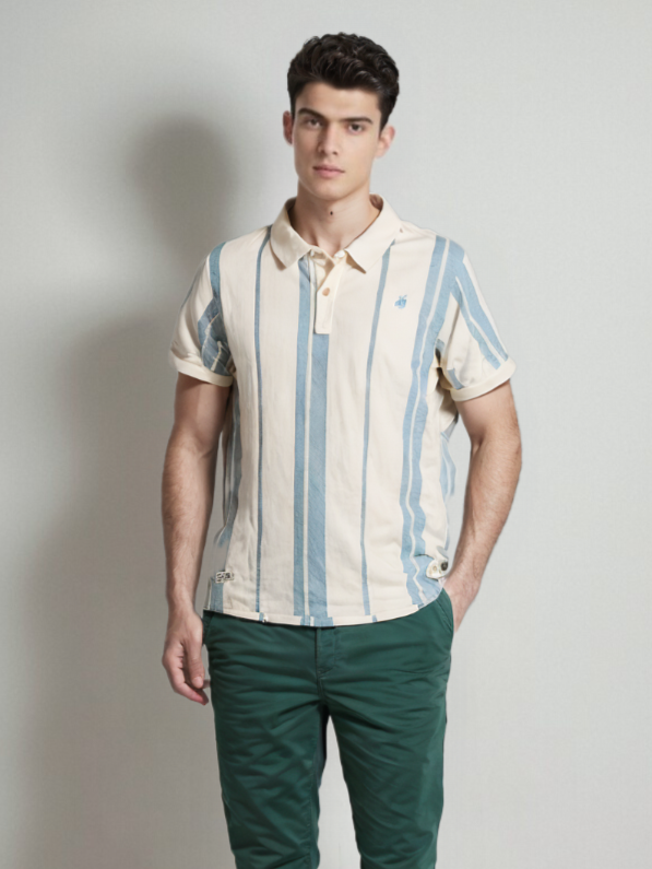 RIVER BLUE Men's Textured Polo Shirt