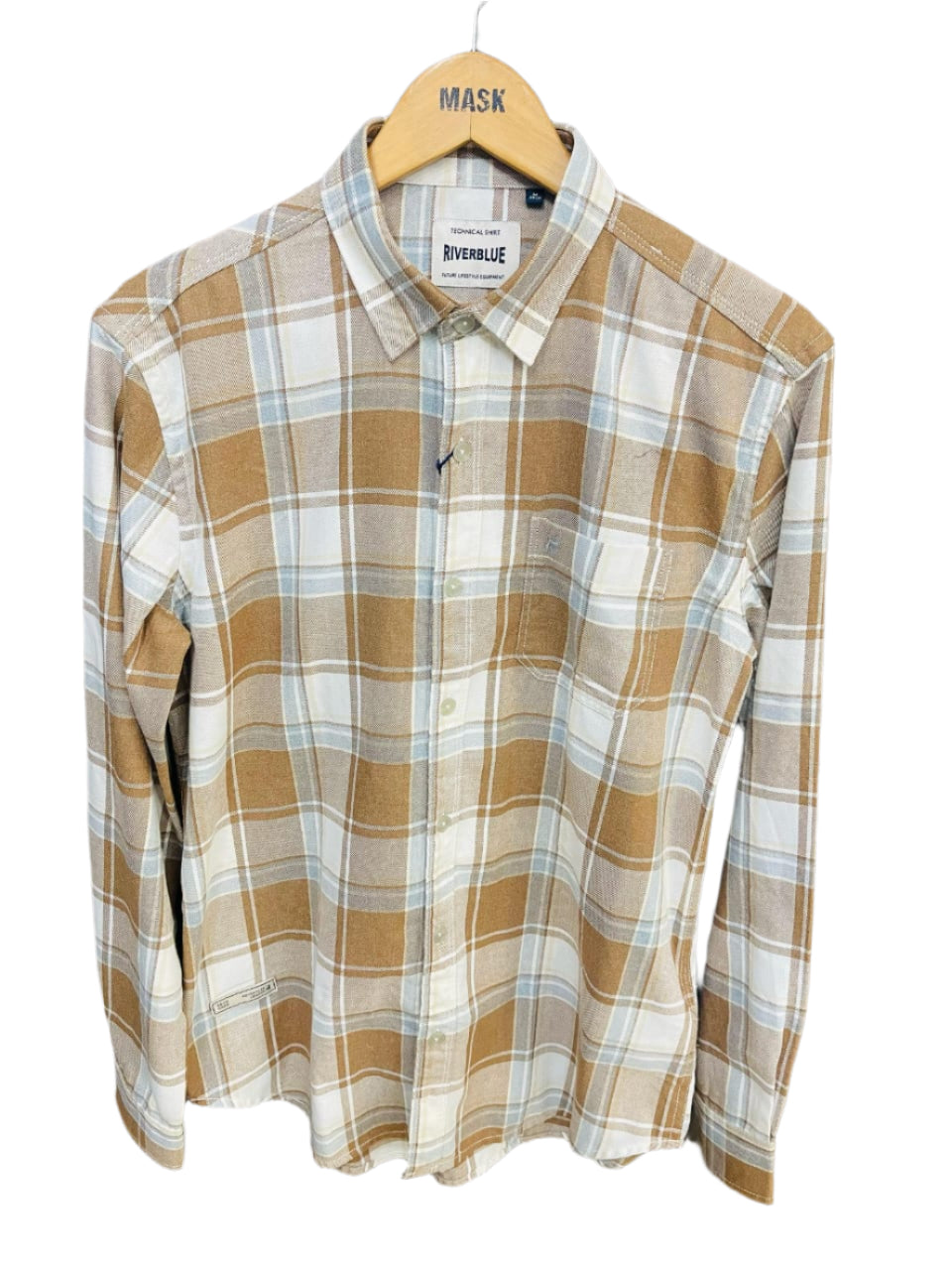 RIVER BLUE Men's Classic Khaki Checks – Everyday Casual Shirt