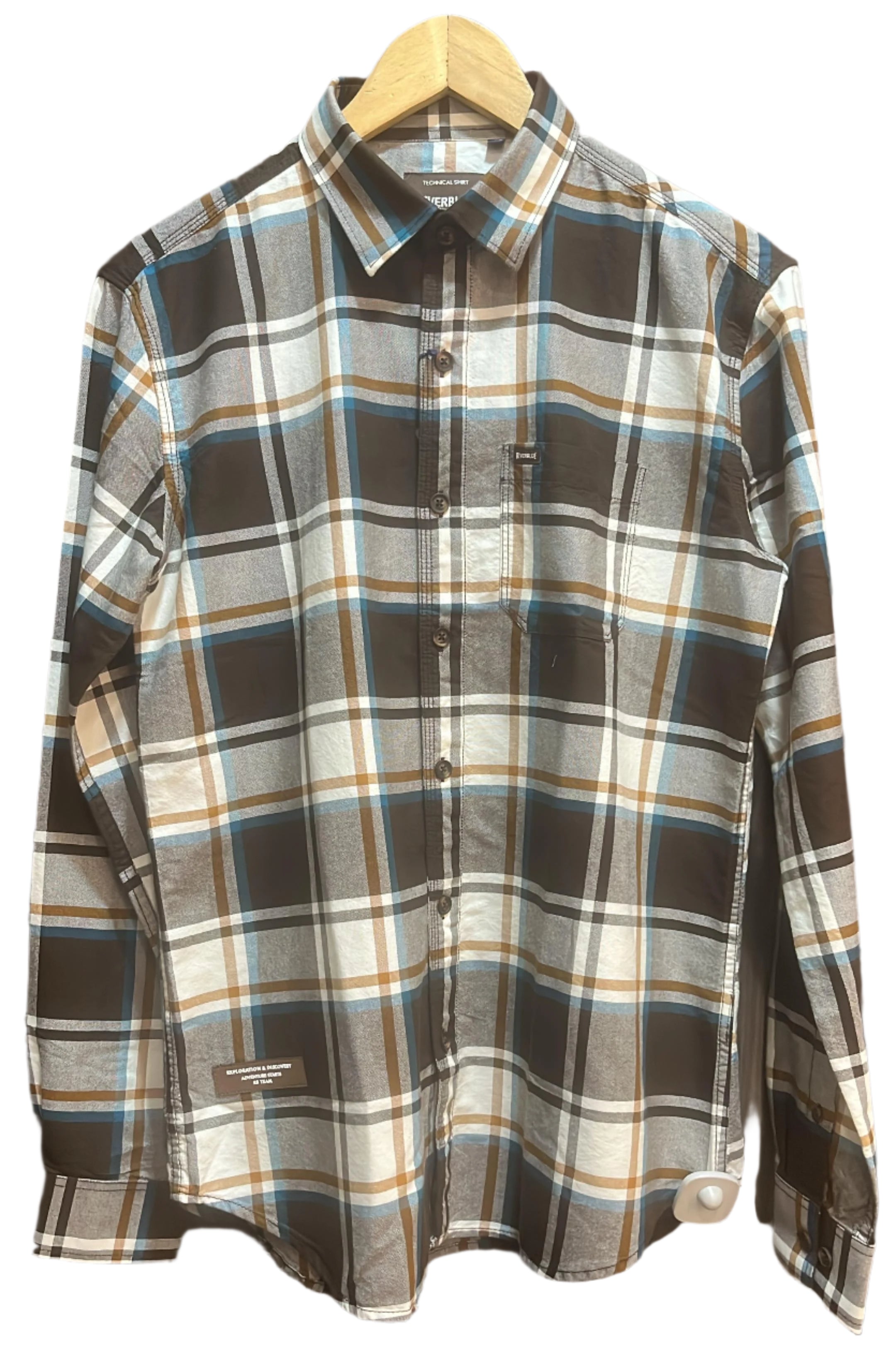 RIVER BLUE Men's Bold Coffee Check Shirt