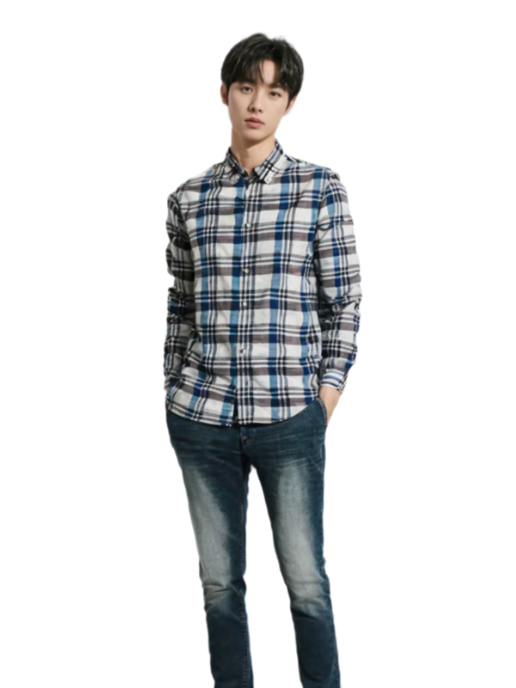 RIVER BLUE Men's Classic Blue Check Shirt